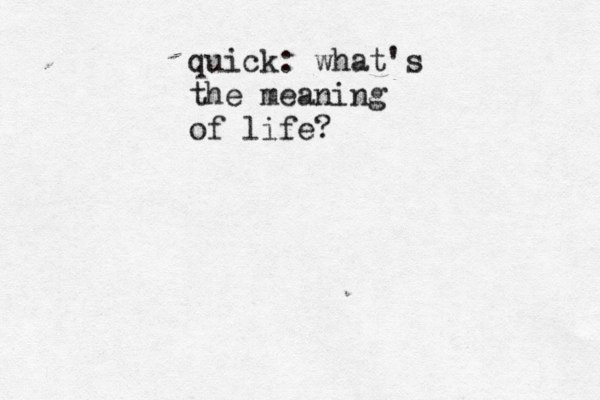 quick: what's the meaning of life?