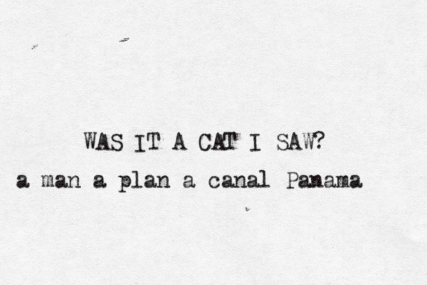 WAS IT A CAT I SAW? a man a plan a canal Panama 